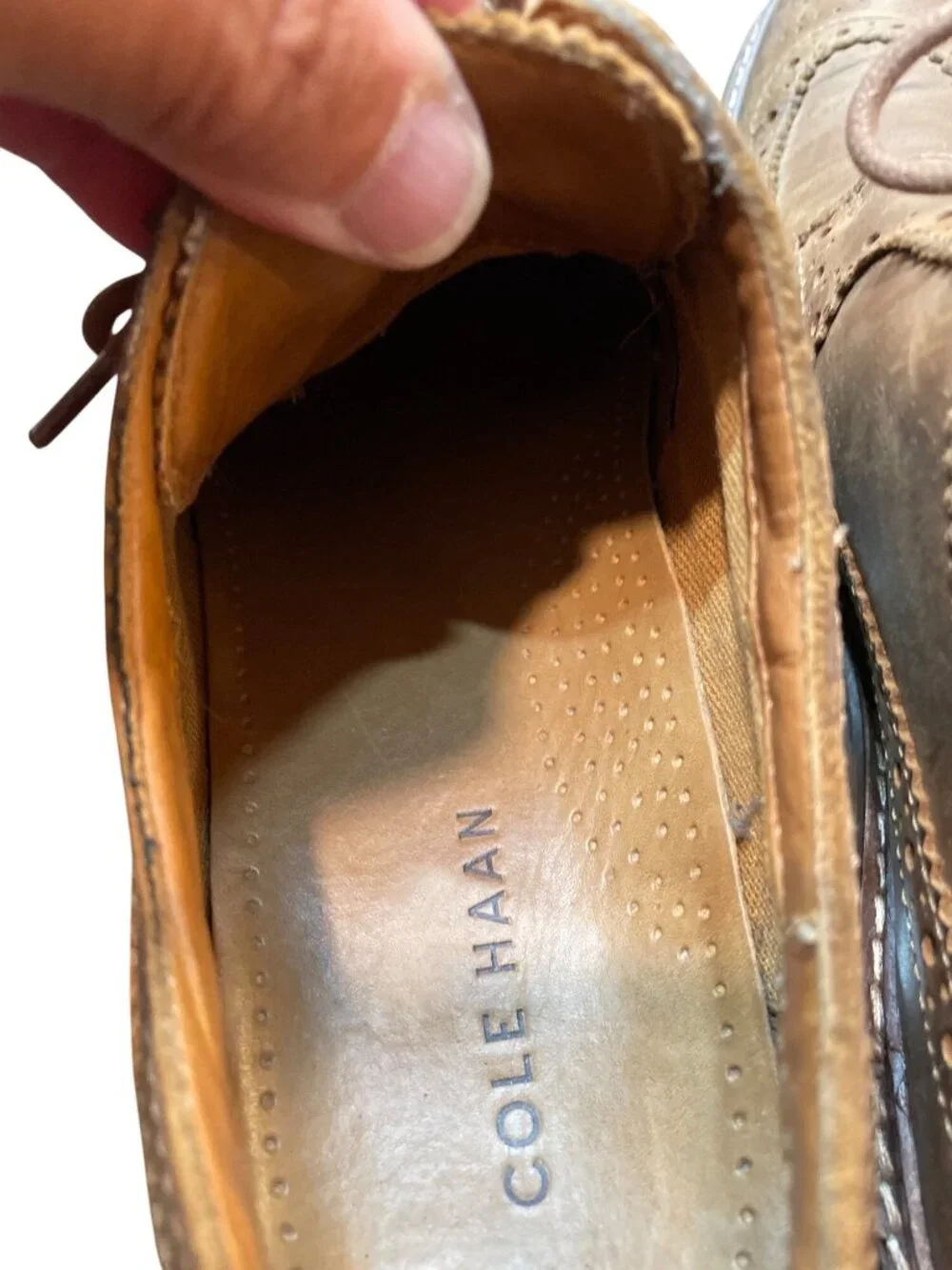 Cole Haan mens brown leather oxford wingtip dress shoes sz 10M SKU 10-494